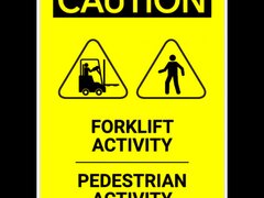 Sign caution forklift activity pedestrian activity